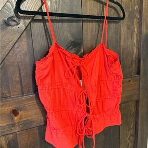 H&M Vibrant Red tie front Camisole